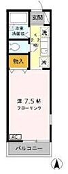 ヴィラ・ファミーユB 1階1Kの間取り