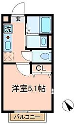 グランノーブル鶴見 1Kの間取図画像