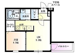 フジパレス夙川香櫨園ノース 1LDKの間取図画像