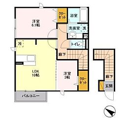 クオシス 2LDKの間取図画像