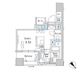 ParkAxis茅場町 ワンルームの間取図画像