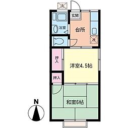 ホワイトヒルズ 2Kの間取図画像