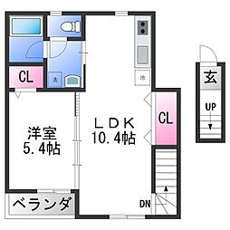 TJ重根 2階1LDKの間取り