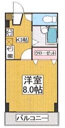 カーサフローラ 2階1Kの間取り
