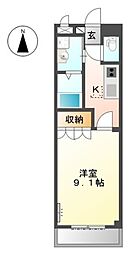 彩城Ａ 2階1Kの間取り