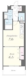 エスポワール登戸 1DKの間取図画像