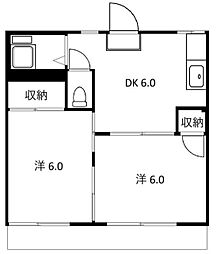 ハイツさいかち 2DKの間取図画像