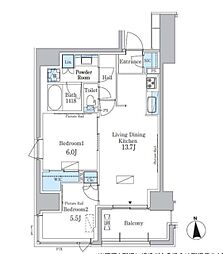 JR総武線 大久保駅 徒歩6分の賃貸マンション 5階2LDKの間取り