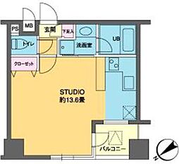 カスタリア北上野 ワンルームの間取図画像