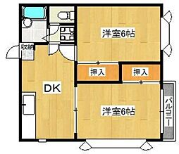 チェリーハイツ 2階2DKの間取り
