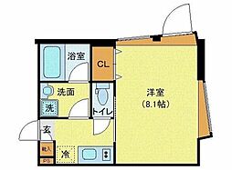 都営三田線 芝公園駅 徒歩3分の賃貸マンション 2階1Kの間取り