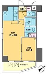カスタリア北上野 1LDKの間取図画像