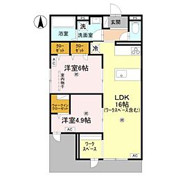 ウエスタンハイツ19 2LDKの間取図画像