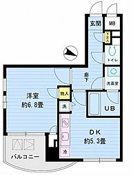 シュロスK・Y北品川 1DKの間取図画像