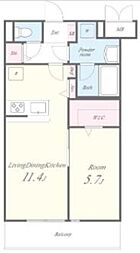 カーサ　フェリーチェ　ルビア 1階1LDKの間取り
