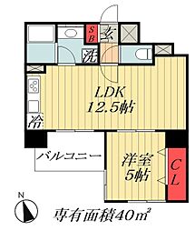 グリシーヌ 1LDKの間取図画像