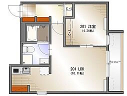 藤沢市湘南台1丁目アパート 1LDKの間取図画像
