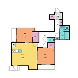 フェリーチェ上三条 3階1LDKの間取り