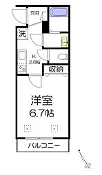 グレイスフル若宮 2階1Kの間取り