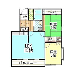 クレスト町田　I　2号棟 1階2LDKの間取り