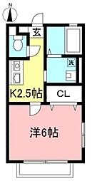 エクリュー吉祥寺 1階1Kの間取り