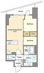 コンフォリア竹ノ塚イースト 7階2LDKの間取り