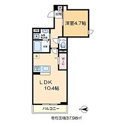 セレスティア亀有 3階1LDKの間取り