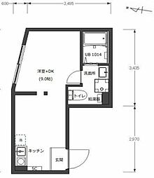 横浜市神奈川区神大寺1丁目アパート 1DKの間取図画像