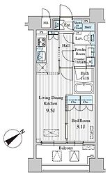 MFPRコート赤坂見附 5階1LDKの間取り