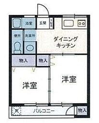 寺台ハイツ 2DKの間取図画像