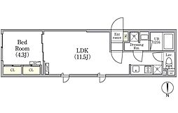 R78番館白金高輪 1LDKの間取図画像