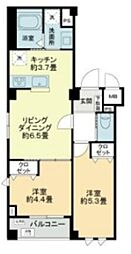 ルミケオ大手町 2階2LDKの間取り