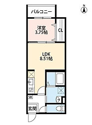 ノーヴェルーチェ 1LDKの間取図画像