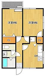 セントヒルズ新鎌ケ谷B 2DKの間取図画像