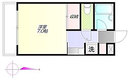 アバンティ21 1階1Kの間取り