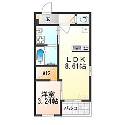 REGALEST五条大宮 2階1LDKの間取り