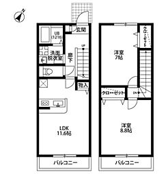 アムール鈴木 2LDKの間取図画像