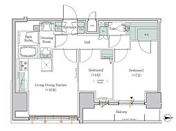 ワンルーフレジデンス板橋大山 1202 12階2LDKの間取り