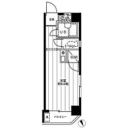 目黒フラワーハイホーム ワンルームの間取図画像