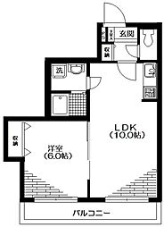 ベネレイト幡ヶ谷 2階1LDKの間取り