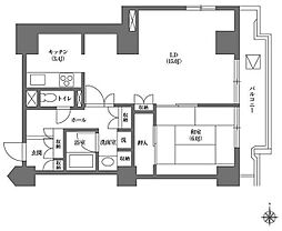 文京グリーンコート ビュータワー本駒込 2階1LDKの間取り