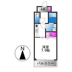 ゼファー東大阪 1Kの間取図画像