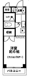 恵マンション 2階1Kの間取り