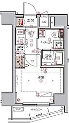 ハーモニーレジデンス大森WEST 2階1Kの間取り