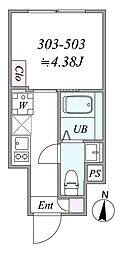 URBANCUBEKIBA 1Kの間取図画像
