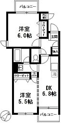 サウスコート 1LDKの間取図画像