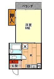 ボナミ 1階1DKの間取り