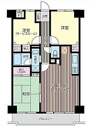 JR相模線 上溝駅 バス12分 久所下車 徒歩1分の賃貸マンション 7階2SLDKの間取り