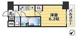プレサンス神戸キュリオ 1Kの間取図画像