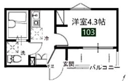 メルディアみのり台 1Kの間取図画像